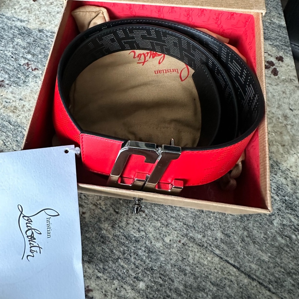 NWT Christian Louboutin CL Red/Black Belt